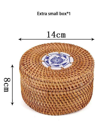 Elegant Handwoven Rattan Tea Caddy: The Perfect Organizer for Tea Aficionados