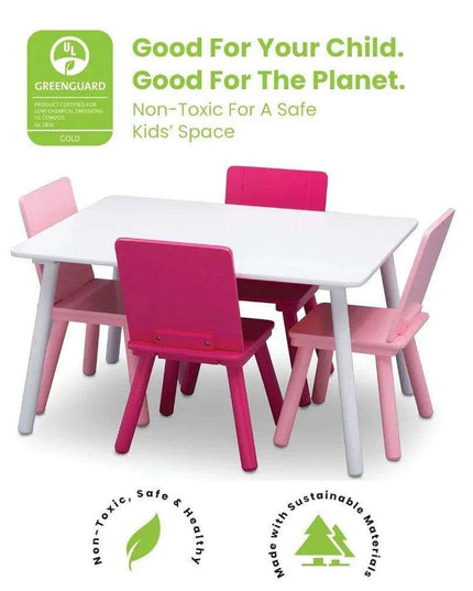 Children's Pink and White Wooden Table and Chair Set - Perfect for Creative Activities, Arts & Crafts, and Learning Fun