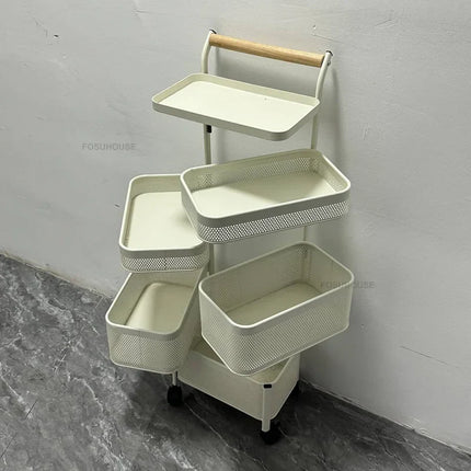 Nordic Stainless Steel Kitchen Trolley with Wheels & Rotating