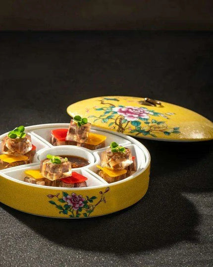 Elegant Five-Section Ceramic Serving Bowl for Gourmet Dining
