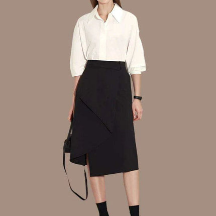 Women's High Waist A-line Minimalist Skirt - Irregular Design for Versatile Office & Casual Looks - Spring 2023 Collection