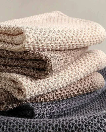 Luxurious Honeycomb Cotton Hand Towels - 2-Pack Absorbent Kitchen Essentials
