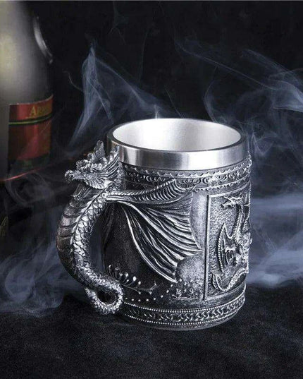 Skull Knight Tankard: Stainless Steel Resin Beer Stein - Viking Halloween Decor for Tea Pub