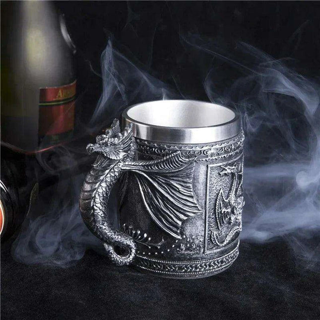 Skull Knight Tankard: Stainless Steel Resin Beer Stein - Viking Halloween Decor for Tea Pub
