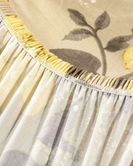 Nordic Floral Stretch Chair Slipcover in Yellow and Tan