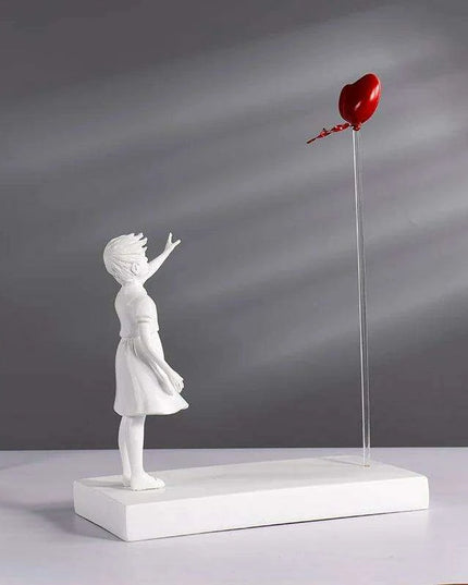 Heart Balloon Girl Banksy Inspired Resin Art Sculpture - Large Size Home Decor Piece