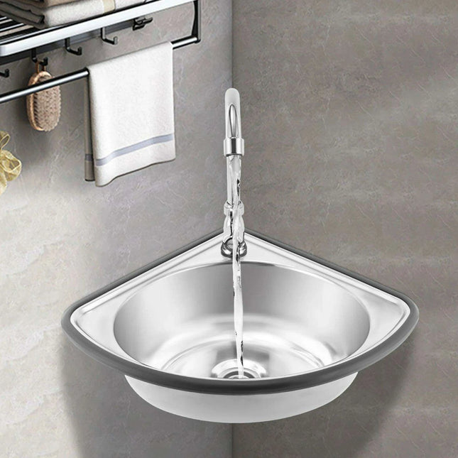Versatile Triangular Stainless Steel Hand Wash Basin Kit for Modern Spaces