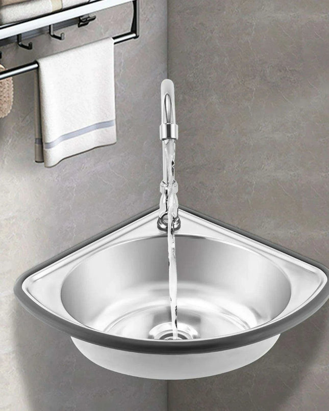 Versatile Triangular Stainless Steel Hand Wash Basin Kit for Modern Spaces