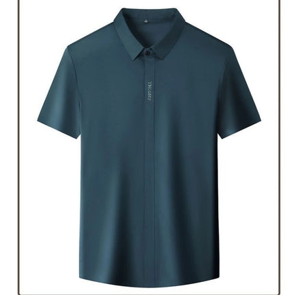 Wemall Store Men's Luxurious Mulberry Silk Short Sleeve Shirt - Wrinkl