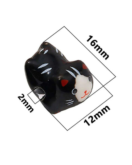 Charming Anime-Inspired Lucky Cat Ceramic Beads for Creative Jewelry Projects - 15x21mm Porcelain Essentials with Vertical Hole