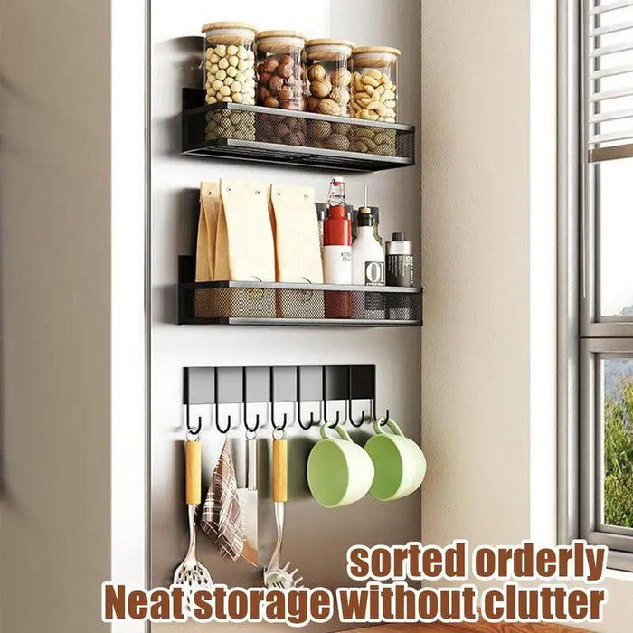 Magnetic Spice Rack with Paper Towel Holder - Refrigerator Organizer Shelf