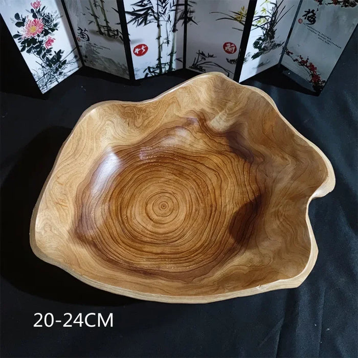 Cedar Root Wooden Bowl - Artisan Crafted Natural Wood Serving Dish for Fresh Snacks and Produce