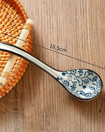 Elegant Vintage Japanese Bone China Spoon with Long Handle for Exquisite Dining