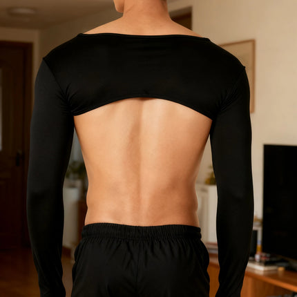 Ice Silk Long Sleeve Muscle Crop Top — Pull Over & Open Front