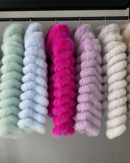 Elegant Reversible Women's Fox Fur Winter Jacket with Silk Lining