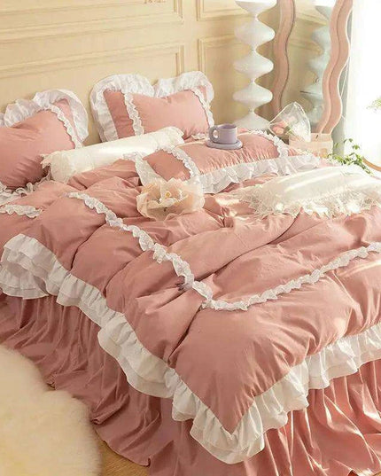 Kawaii Ruffle Lace Korean Princess Duvet Set