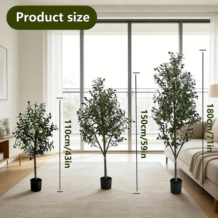 110/150/180cm Artificial Olive Tree, Tall Faux Plant With Black Pot, For Home Office Living Room Floor Decor, No Maintenance 110-150-180cm-artificial-olive-tree-tall-faux-plant-with-black-pot-for-home-office-living-room-floor-decor-no-maintenance
