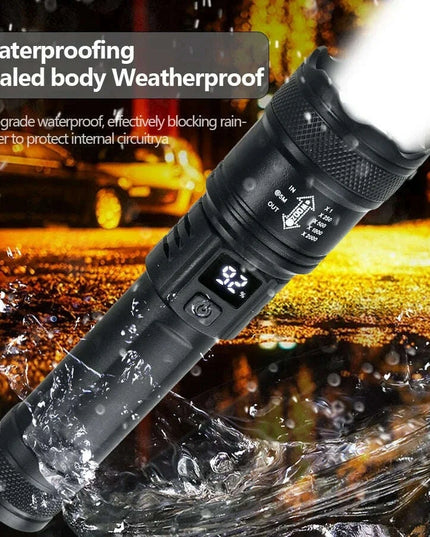 High Strong Power Led Flashlights 2000LM Tactical Torch with Display Light USB Charging Camping Fishing Emergency Zoom Lantern