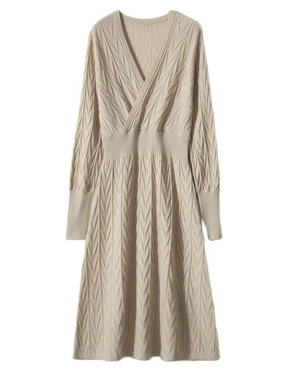 Cozy Cashmere-Wool Blend Slim Fit Knit Dress for Women - Essential Autumn/Winter Fashion