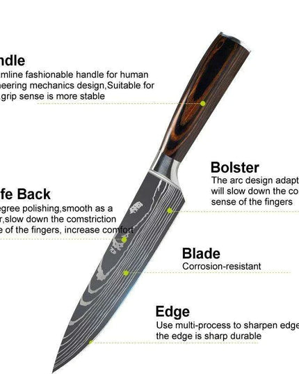 Exquisite Damascus Steel Chef Knife Collection - 1-10Pcs Japanese Santoku and Utility Knives for Culinary Excellence