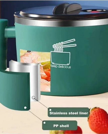 Charming 1000ml Insulated Stainless Steel Ramen Bowl with Lid & Handle - Ideal for Soups, Salads, and Breakfast Favorites