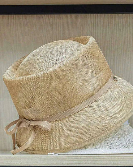 Vintage-Inspired Hemp Yarn Bow Fisherman Hat for Stylish Sun Defense