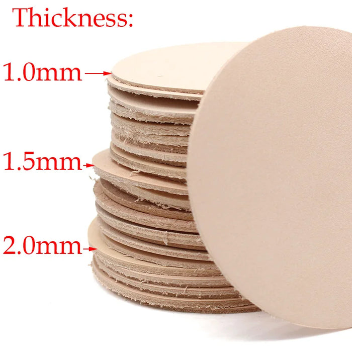 Artisan Leather Crafting Bundle: 2 Pieces of 8cm Round Vegetable-Tanned Cowhide for DIY Creations