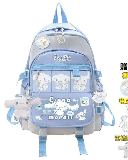 Charming Cinnamoroll Plush Backpack - Stylish and Spacious Kids' School Bag in Black and Blue Sanrio Theme