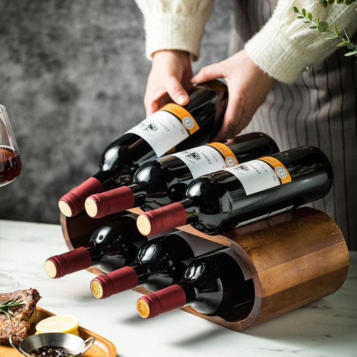 Chic Acacia Wood Wine Rack for a Stylish Home Bar and Kitchen