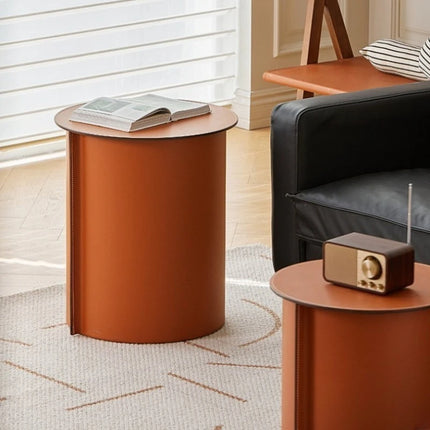 Treasure Home Italian Saddle Leather Round Coffee Table - Luxury Desig