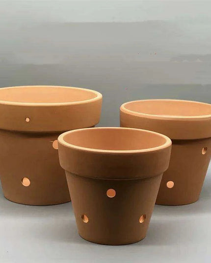 Set of 2 Stylish Red Terracotta Hanging Pots with Drainage for Succulents and Cacti