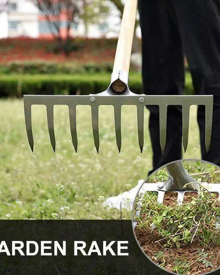 Durable Carbon Steel Gardening Rake Set for Effective Soil Preparation and Weeding