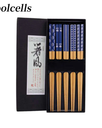 5 Pairs of Non-Slip Japanese Bamboo Chopsticks