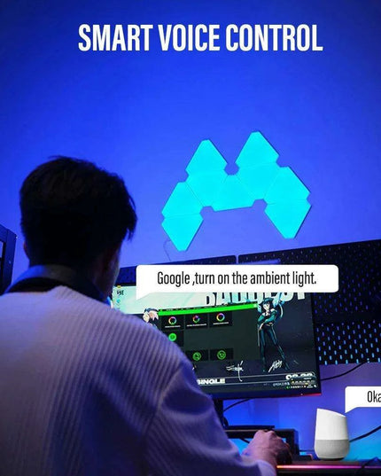 Illuminating RGB Triangle Wall Fixture with 60 Scene Modes & Music Synchronization for Enchanting Atmosphere