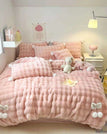 Pink / Single Size 3pcs / Flat Bed Sheet