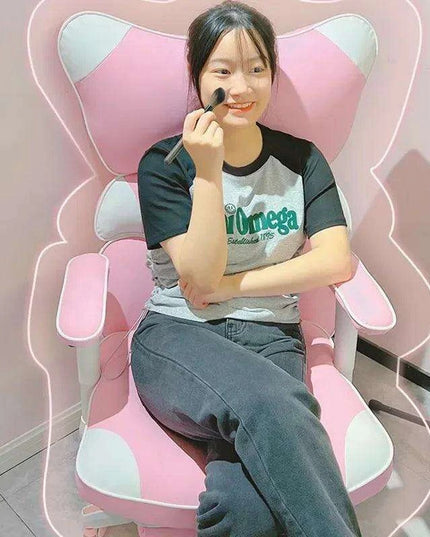 Nordic Luxe Gaming Chair with Genuine Leather and 360-Degree Swivel