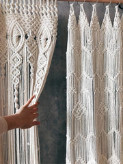 Hand-Woven Macrame Cotton Door Curtain & Wall Tapestry – Boho Wedding Backdrop