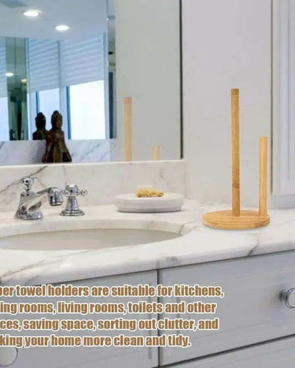 Bamboo Storage Stand for Kitchen and Bathroom - Eco-Friendly Organizer for Paper and Cling Film