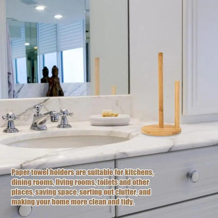 Bamboo Storage Stand for Kitchen and Bathroom - Eco-Friendly Organizer for Paper and Cling Film