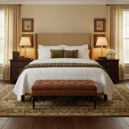 Plum Floral Embroidery Quilted Bedspread Set – 3-Piece 100% Cotton