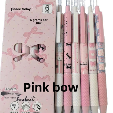 Pink Bowknot Quick-Dry Gel Pens, 0.5mm Fine Point — Set of 6 | Très Elite