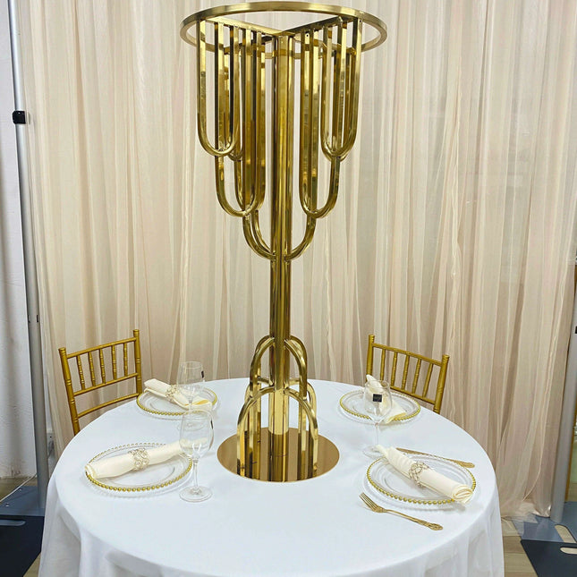 Elegant Gold Floral Display Set with Arch Tree Stand for Weddings