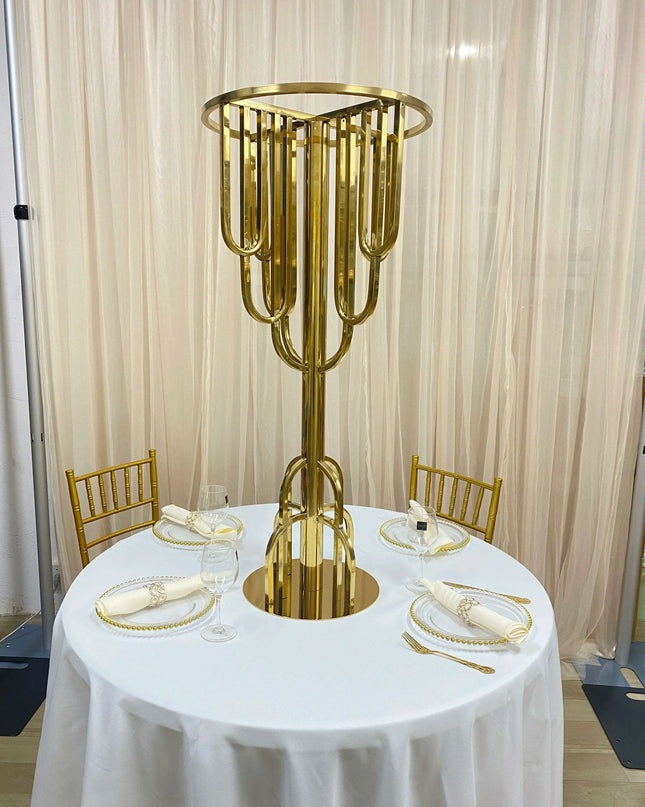 Elegant Gold Floral Display Set with Arch Tree Stand for Weddings