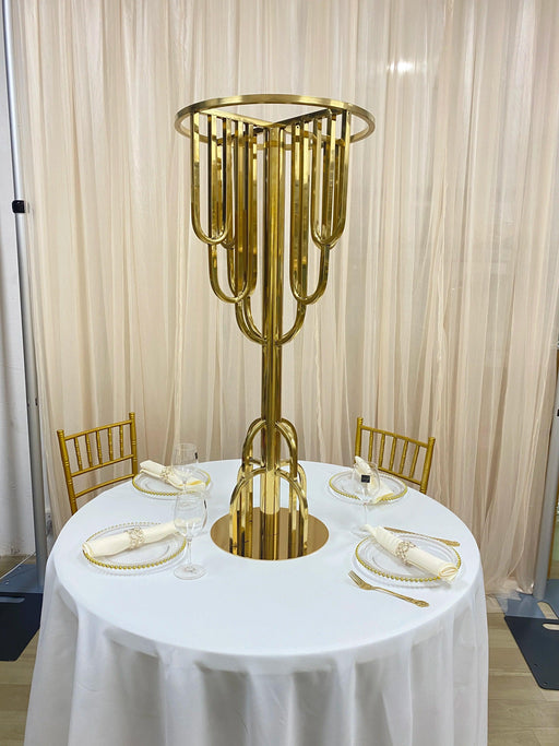 Elegant Gold Floral Display Set with Arch Tree Stand for Weddings