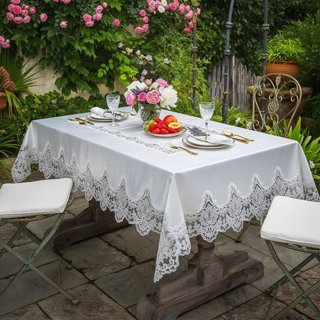Luxury Lace Velvet Tablecloth — European Dining & Coffee Table Cover, 6 Sizes