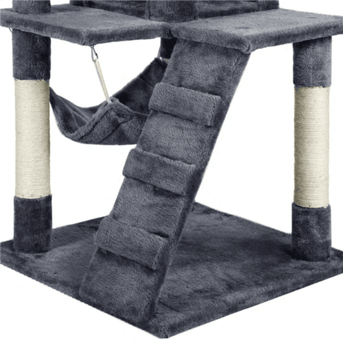 Premium Charcoal Grey Cat Tower Playground with Interactive Features - Ultimate Feline Retreat