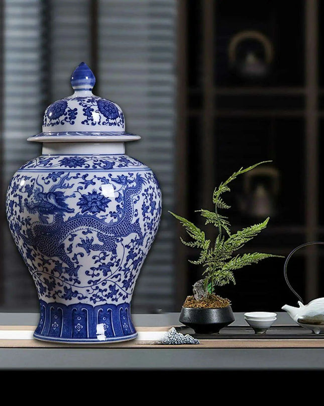 Elegant Porcelain Blue Blossom Storage Jar with Artistic Flair