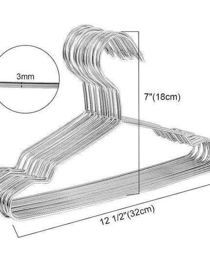 50-Pack Durable Stainless Steel Hangers for Kids' Closet Organization