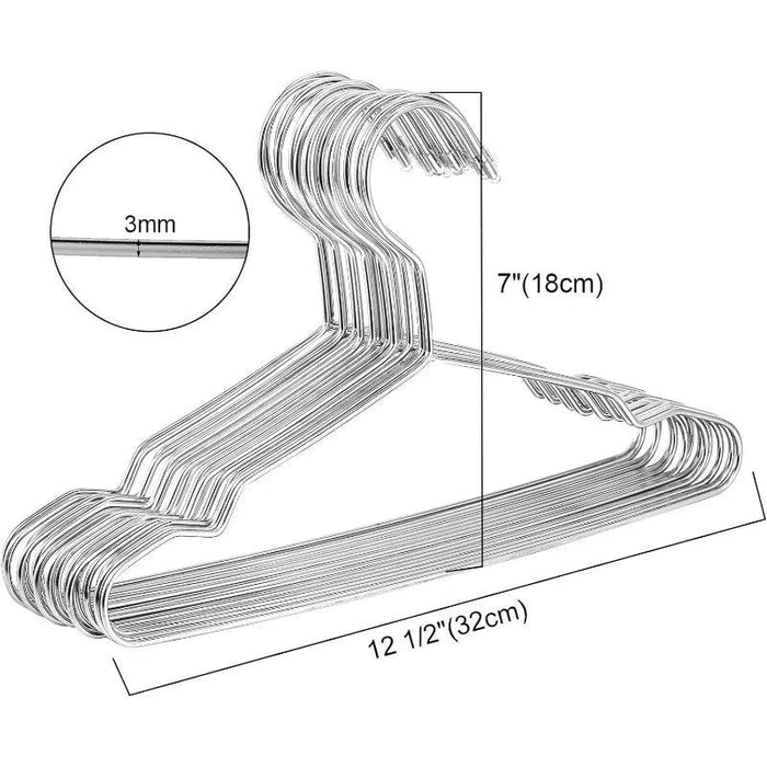 50-Pack Durable Stainless Steel Hangers for Kids' Closet Organization