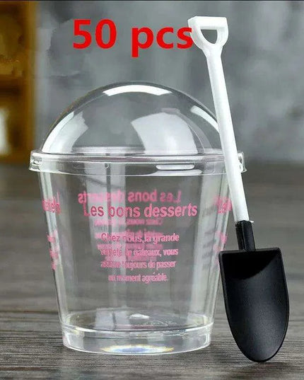 Elegant Clear Dessert Cup Collection with Lids and Scoops - Perfect for Ice Cream, Yogurt, and Mousse